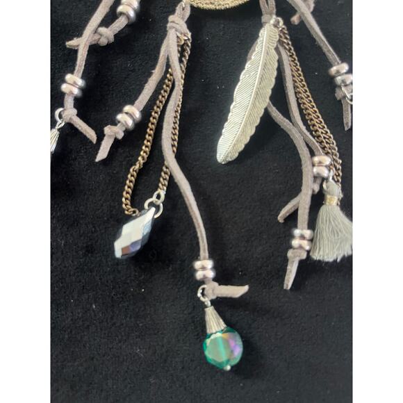 Moon C Paris Silver & Bronze Dreamcatcher Pendant on 21" Leather Necklace NWOT - Picture 3 of 7